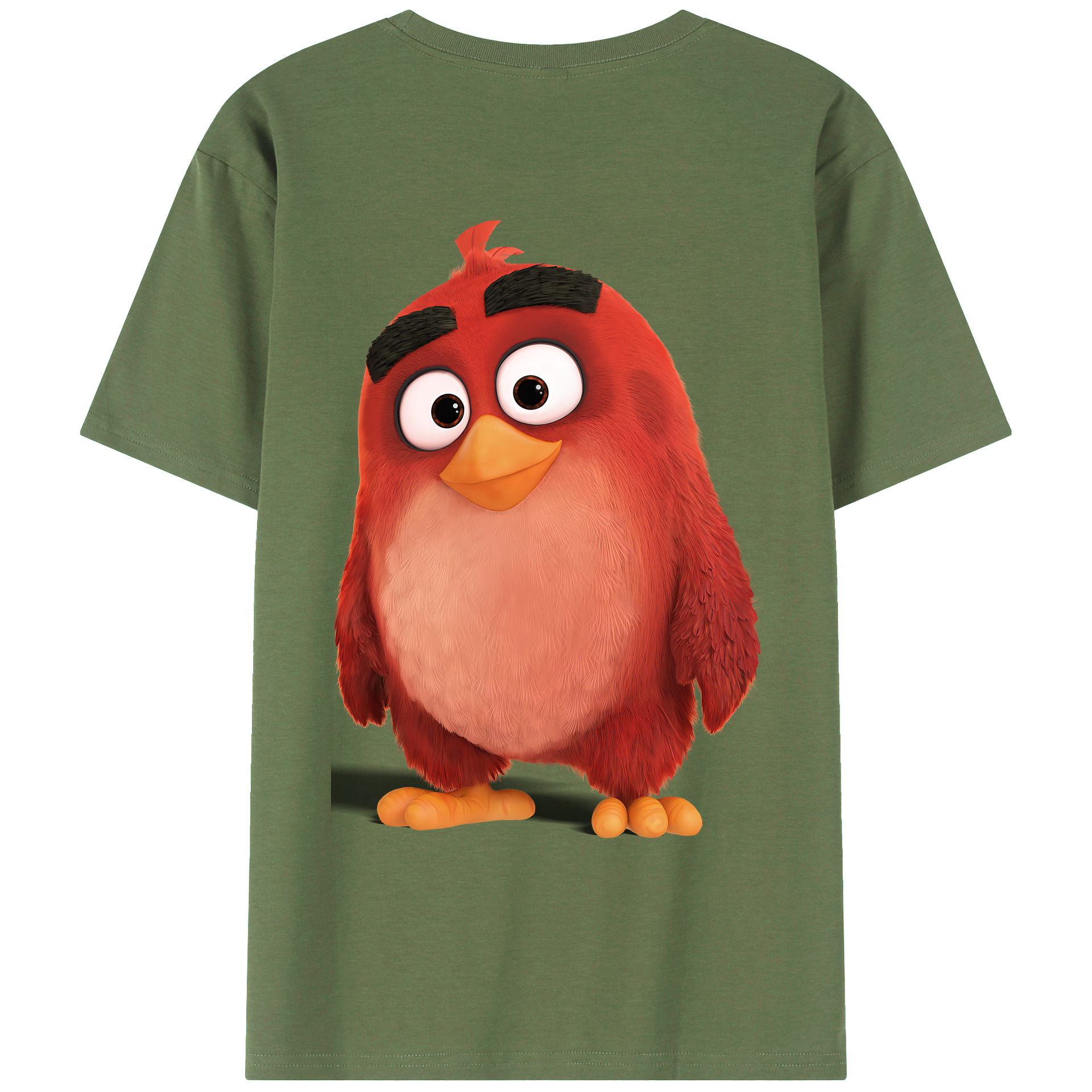 （画像用） Angry Birds アングリーバード 綿100％ メンズ半袖Tシャツ（バックプリント） 通気性